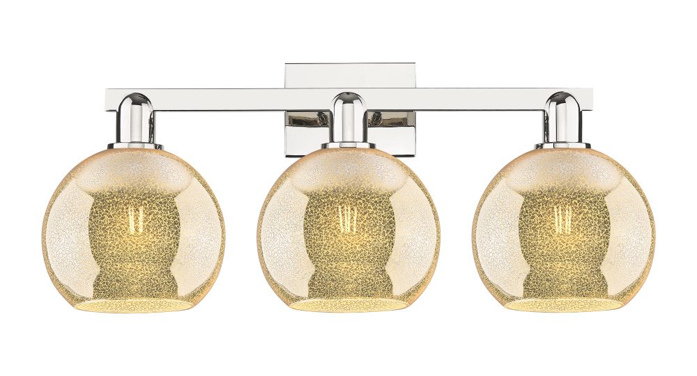 Athens - 3 Light - 27 inch - Polished Nickel - Bath Vanity Light