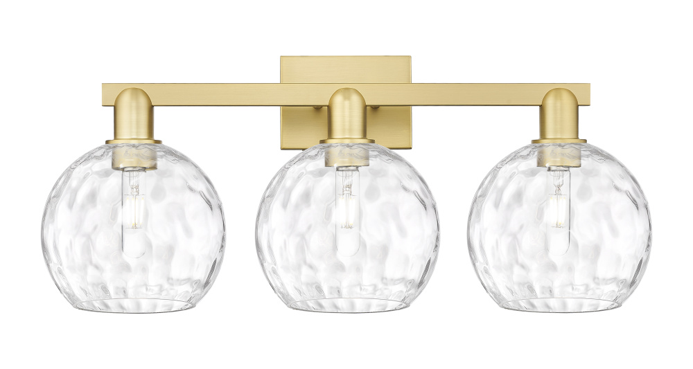 Athens Water Glass - 3 Light - 27 inch - Satin Gold - Bath Vanity Light