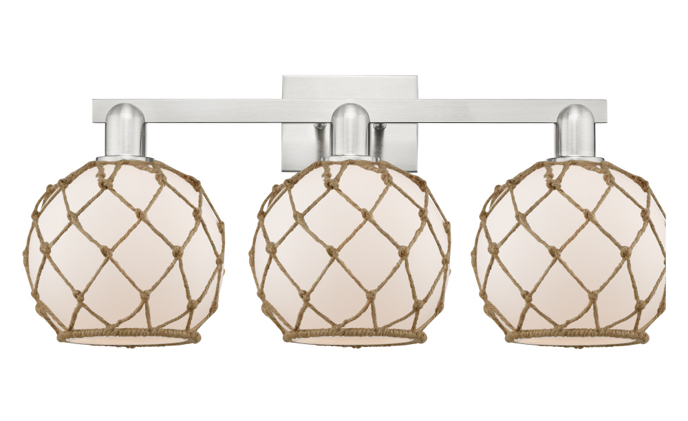 Farmhouse Rope - 3 Light - 27 inch - Brushed Satin Nickel - Bath Vanity Light