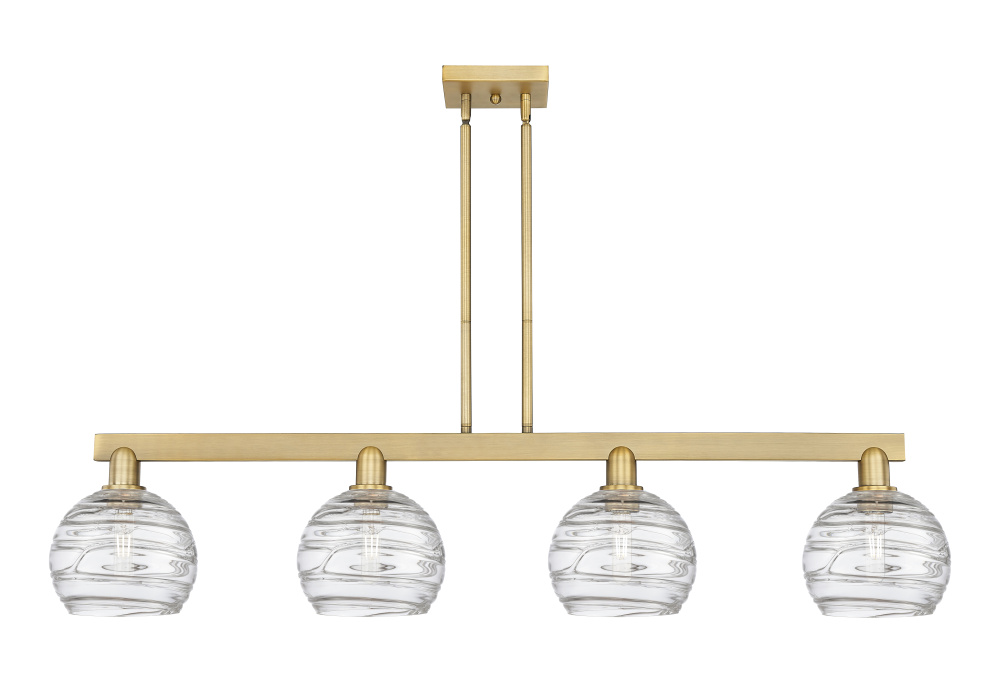 Athens Deco Swirl - 4 Light - 51 inch - Brushed Brass - Stem hung - Island Light