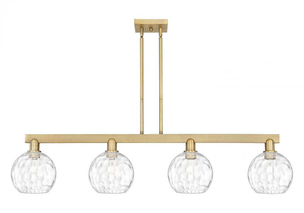 Athens Water Glass - 4 Light - 51 inch - Brushed Brass - Stem hung - Island Light