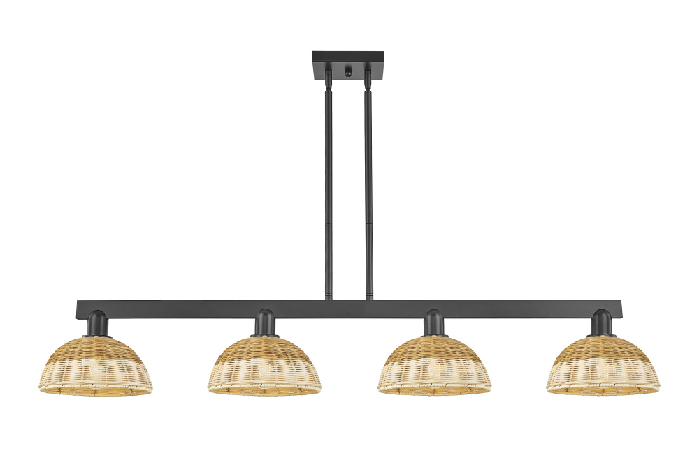 Bristol Natural II - 4 Light - 52 inch - Matte Black - Stem hung - Island Light