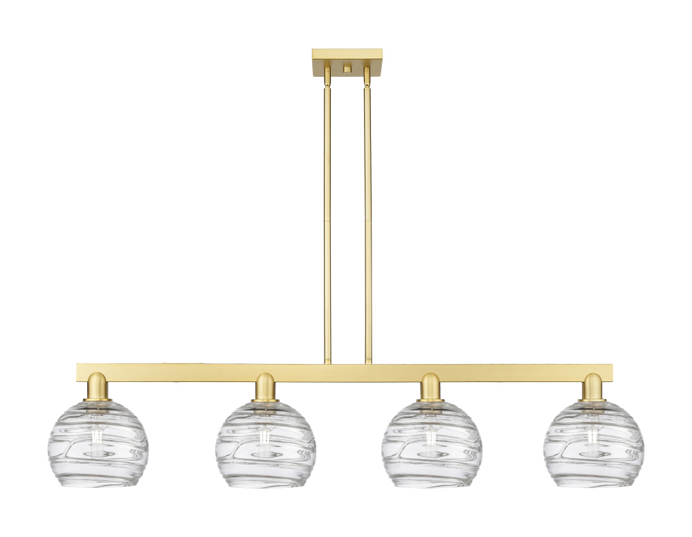 Athens Deco Swirl - 4 Light - 51 inch - Satin Gold - Stem hung - Island Light