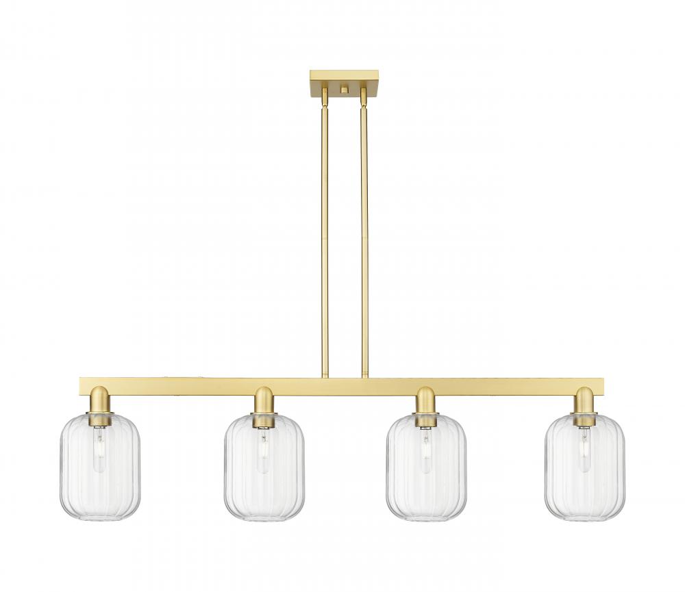 Preston Cylinder - 4 Light - 48 inch - Satin Gold - Stem hung - Island Light