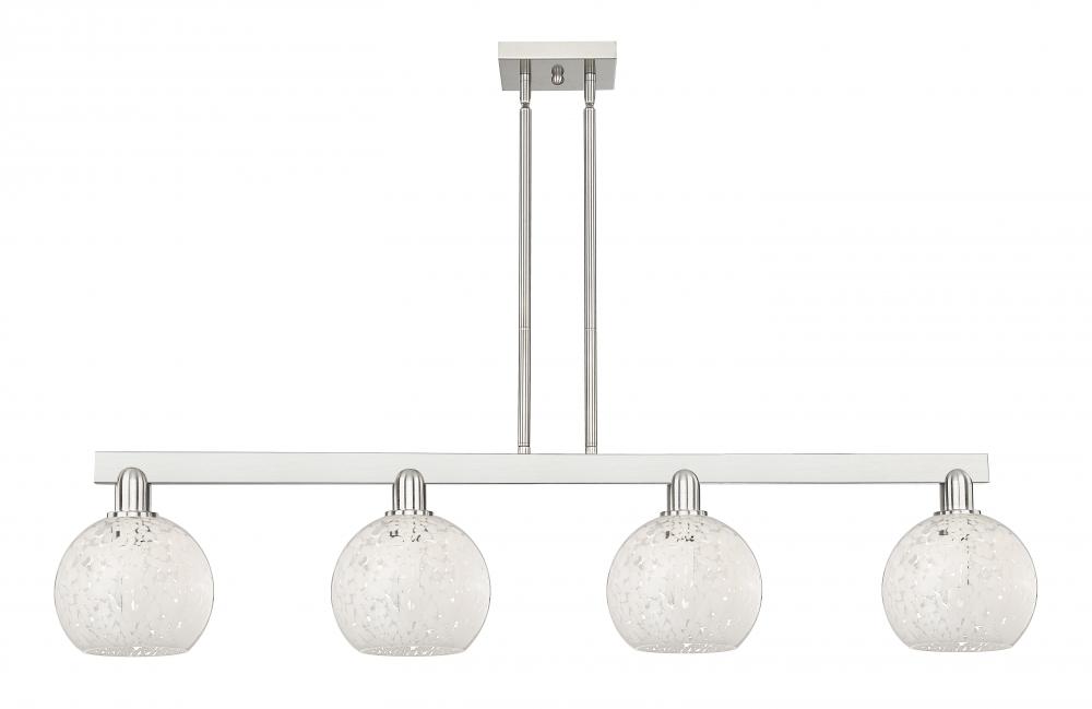 White Mouchette - 4 Light - 51 inch - Brushed Satin Nickel - Stem hung - Island Light