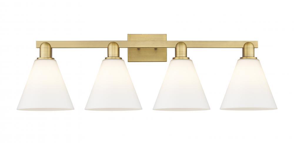 Berkshire Glass - 4 Light - 35 inch - Brushed Brass - Bath Vanity Light