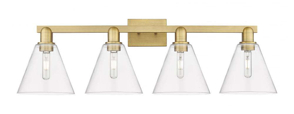 Berkshire Glass - 4 Light - 35 inch - Brushed Brass - Bath Vanity Light