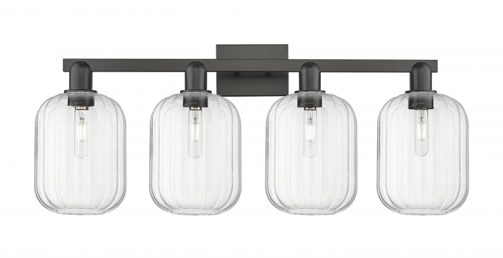 Preston Cylinder - 4 Light - 36 inch - Matte Black - Bath Vanity Light