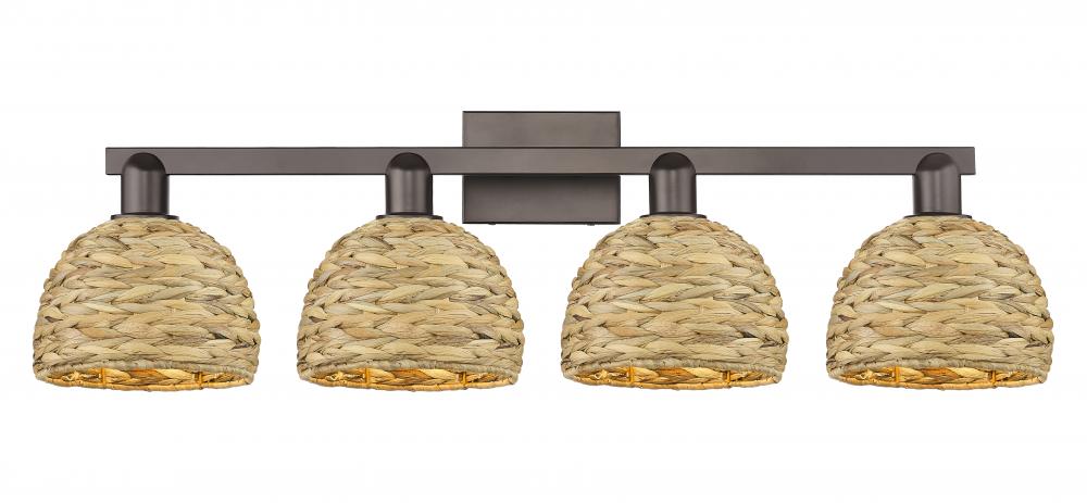Woven Rattan - 4 Light - 35 inch - Oil Rubbed Bronze - Bath Vanity Light