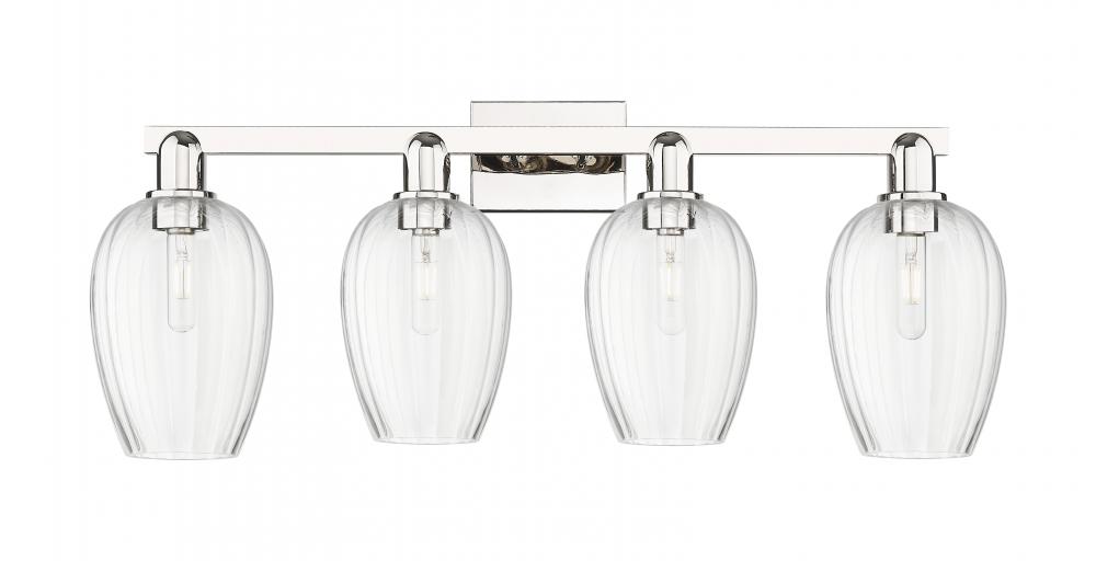 Preston Flute - 4 Light - 36 inch - Polished Nickel - Bath Vanity Light