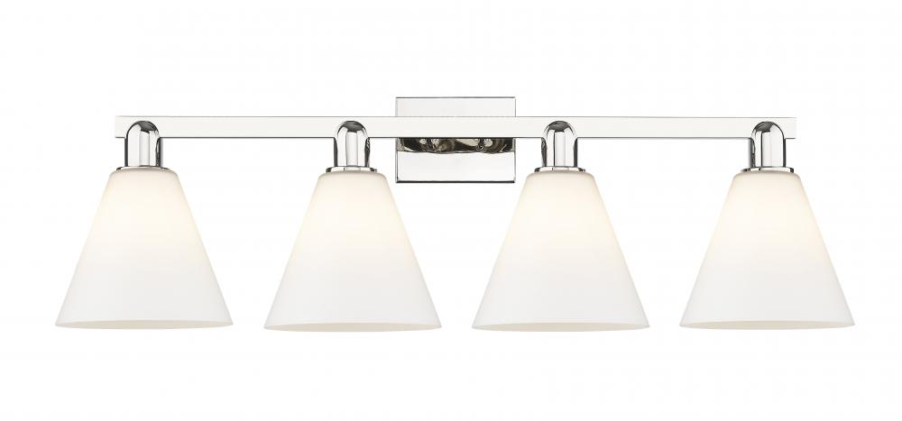 Berkshire Glass - 4 Light - 35 inch - Polished Nickel - Bath Vanity Light
