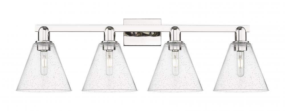 Berkshire Glass - 4 Light - 35 inch - Polished Nickel - Bath Vanity Light