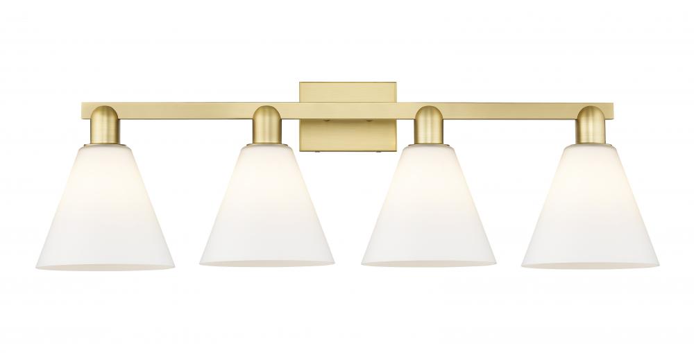 Berkshire Glass - 4 Light - 35 inch - Satin Gold - Bath Vanity Light