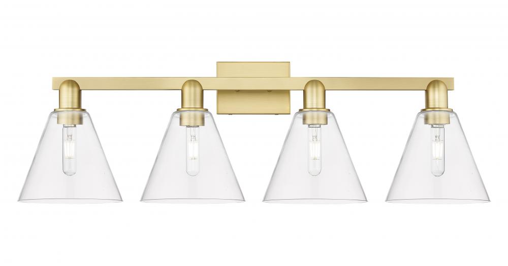 Berkshire Glass - 4 Light - 35 inch - Satin Gold - Bath Vanity Light