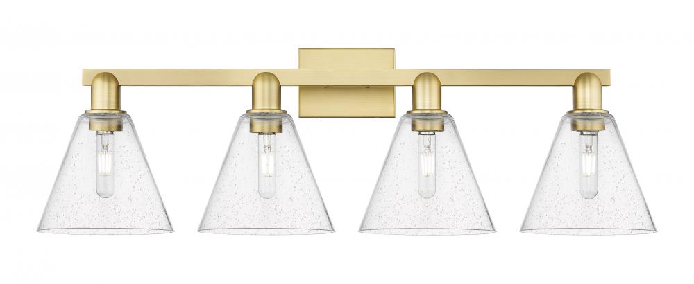 Berkshire Glass - 4 Light - 35 inch - Satin Gold - Bath Vanity Light