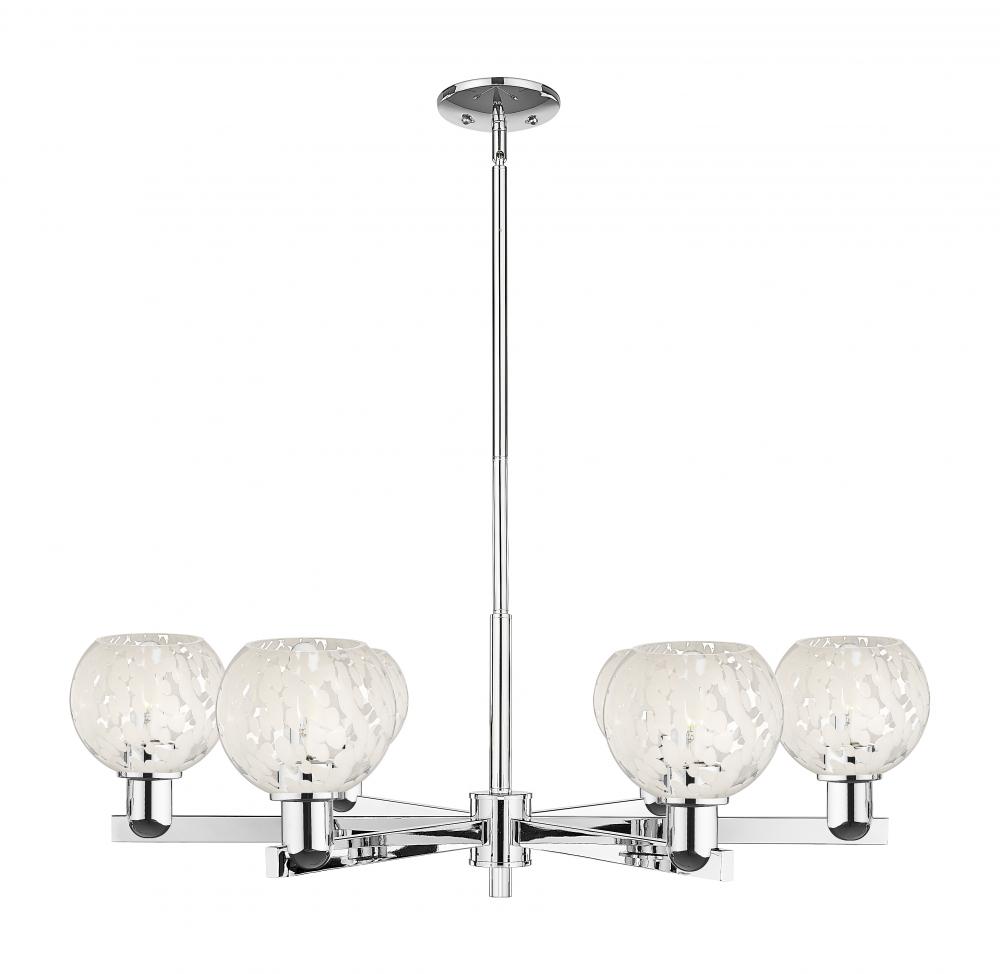 White Mouchette - 6 Light - 36 inch - Polished Chrome - Stem hung - Chandelier