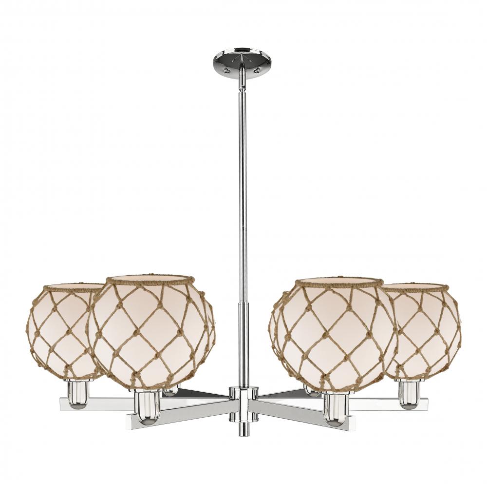 Farmhouse Rope - 6 Light - 38 inch - Polished Nickel - Stem hung - Chandelier