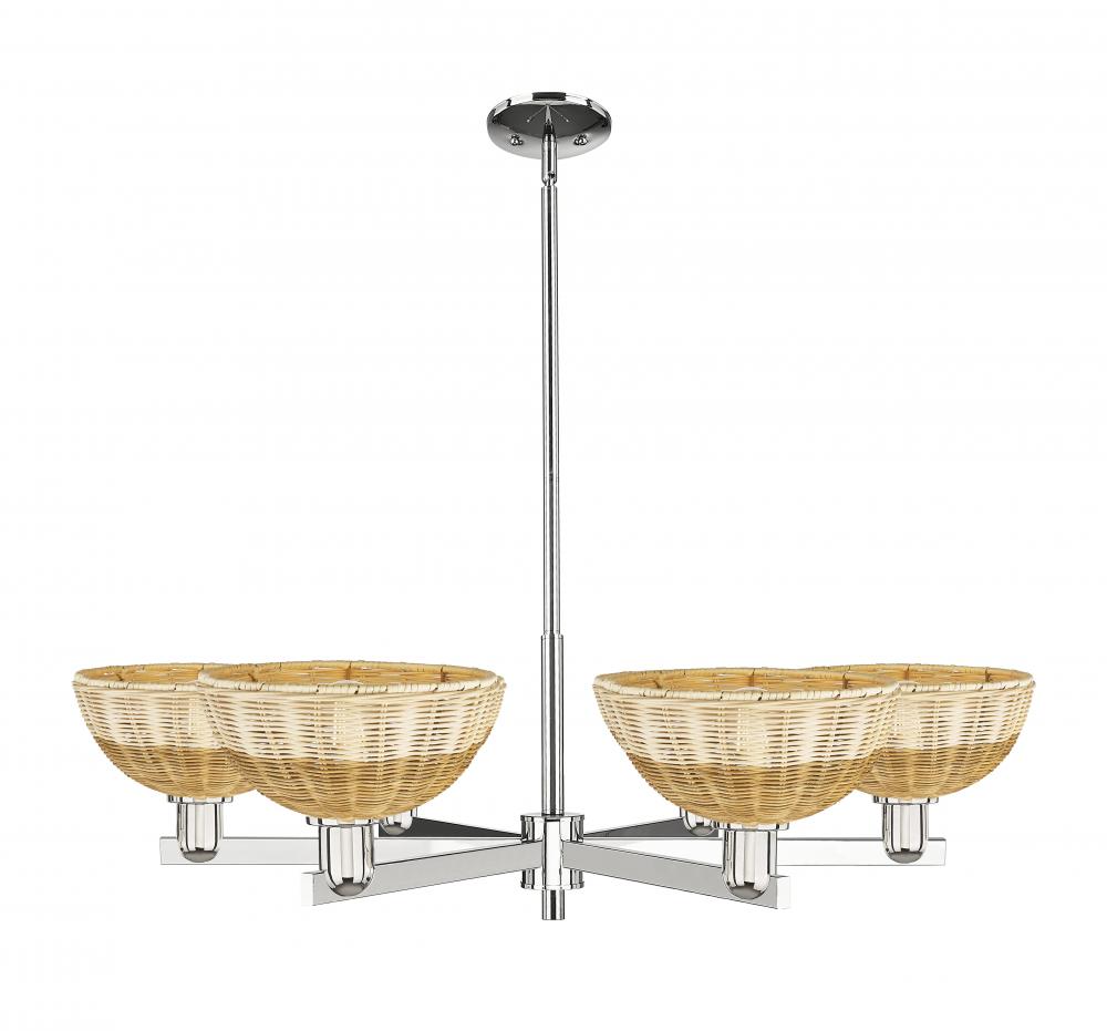 Bristol Natural II - 6 Light - 39 inch - Polished Nickel - Stem hung - Chandelier