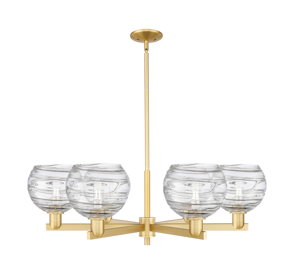 Athens Deco Swirl - 6 Light - 38 inch - Satin Gold - Stem hung - Chandelier