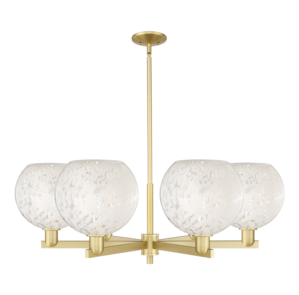 White Mouchette - 6 Light - 40 inch - Satin Gold - Stem hung - Chandelier