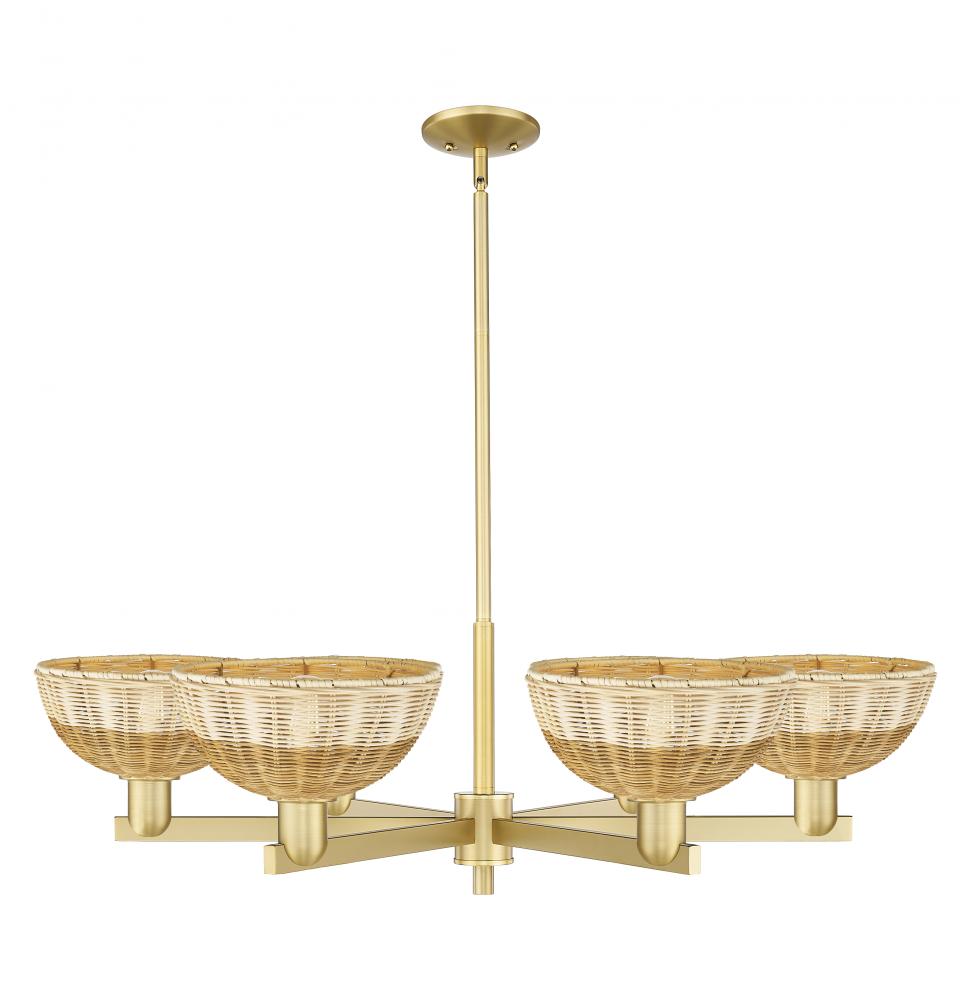 Bristol Natural II - 6 Light - 39 inch - Satin Gold - Stem hung - Chandelier