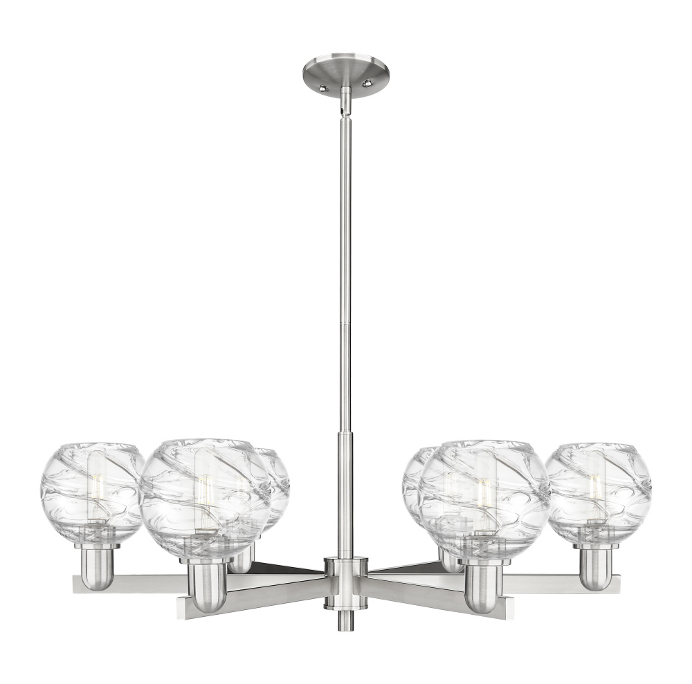 Athens Deco Swirl - 6 Light - 24 inch - Satin Nickel - Chandelier