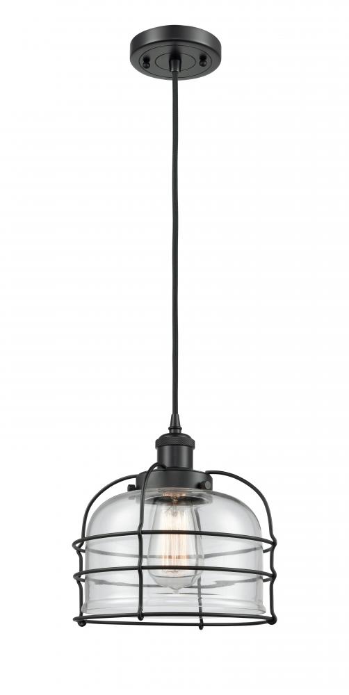 Bell Cage - 1 Light - 8 inch - Matte Black - Cord hung - Mini Pendant