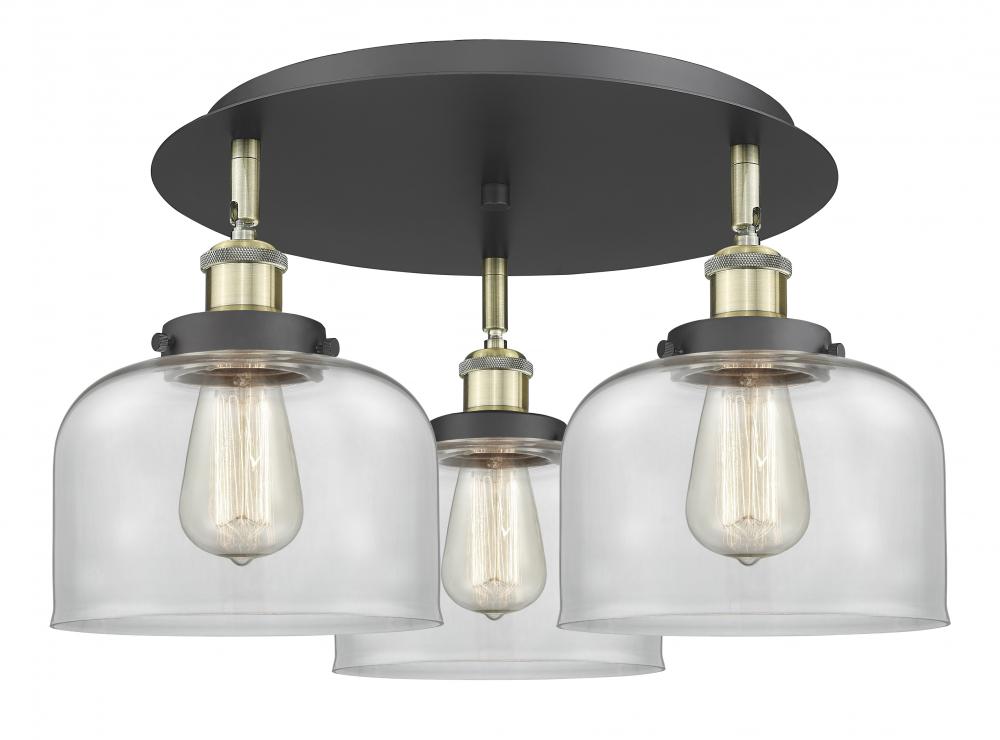 Cone - 3 Light - 20 inch - Black Antique Brass - Flush Mount