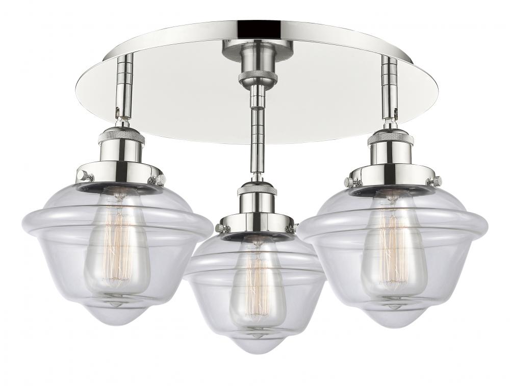 Oxford - 3 Light - 19 inch - Polished Nickel - Flush Mount