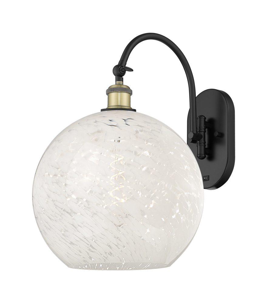 White Mouchette - 1 Light - 12 inch - Black Antique Brass - Sconce