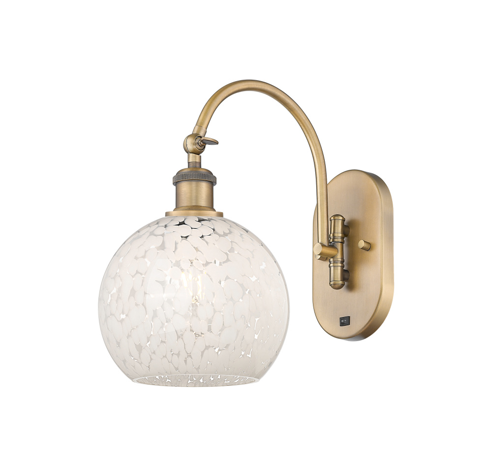 White Mouchette - 1 Light - 8 inch - Brushed Brass - Sconce