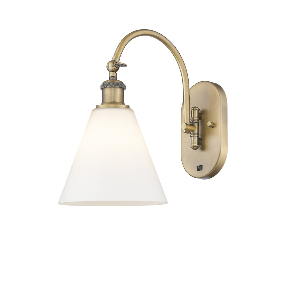 Berkshire Glass - 1 Light - 8 inch - Brushed Brass - Sconce