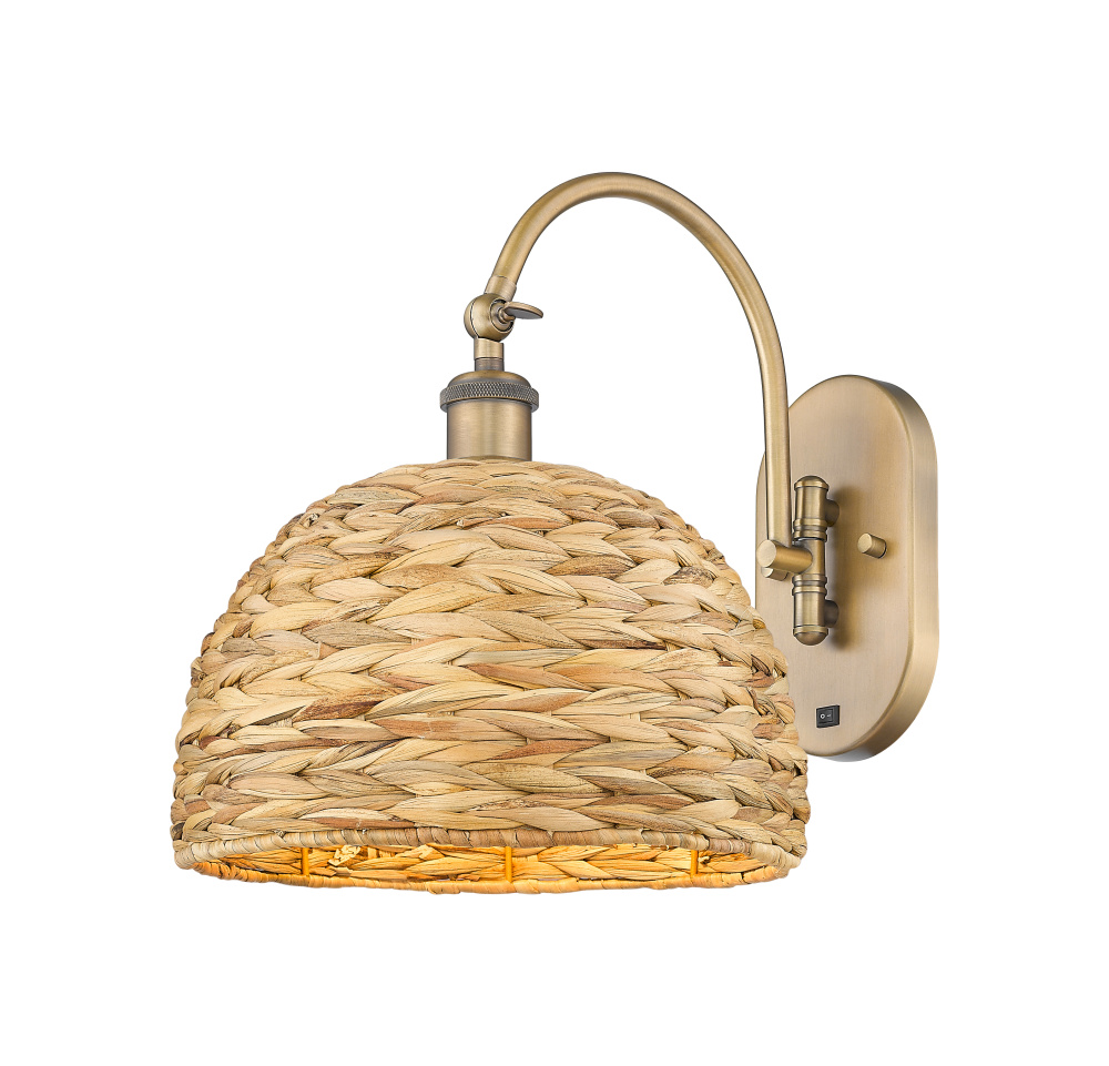 Woven Rattan - 1 Light - 12 inch - Brushed Brass - Sconce