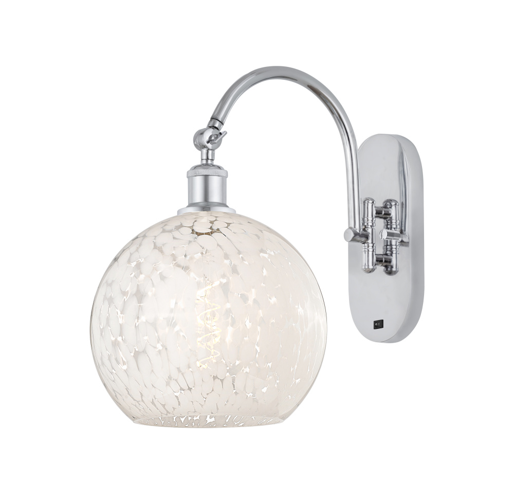 White Mouchette - 1 Light - 10 inch - Polished Chrome - Sconce