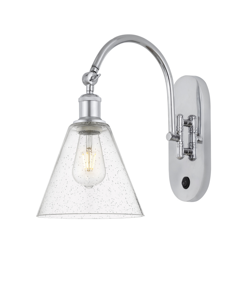 Berkshire Glass - 1 Light - 8 inch - Polished Chrome - Sconce