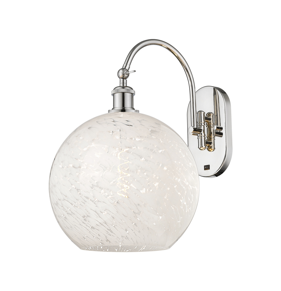 White Mouchette - 1 Light - 12 inch - Polished Nickel - Sconce