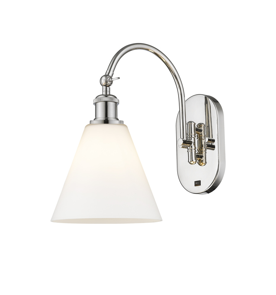 Berkshire Glass - 1 Light - 8 inch - Polished Nickel - Sconce