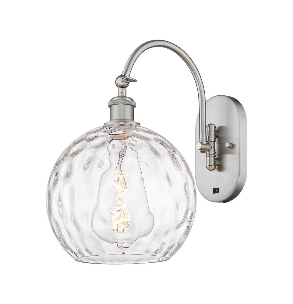 Athens Water Glass - 1 Light - 10 inch - Brushed Satin Nickel - Adjustable - Sconce