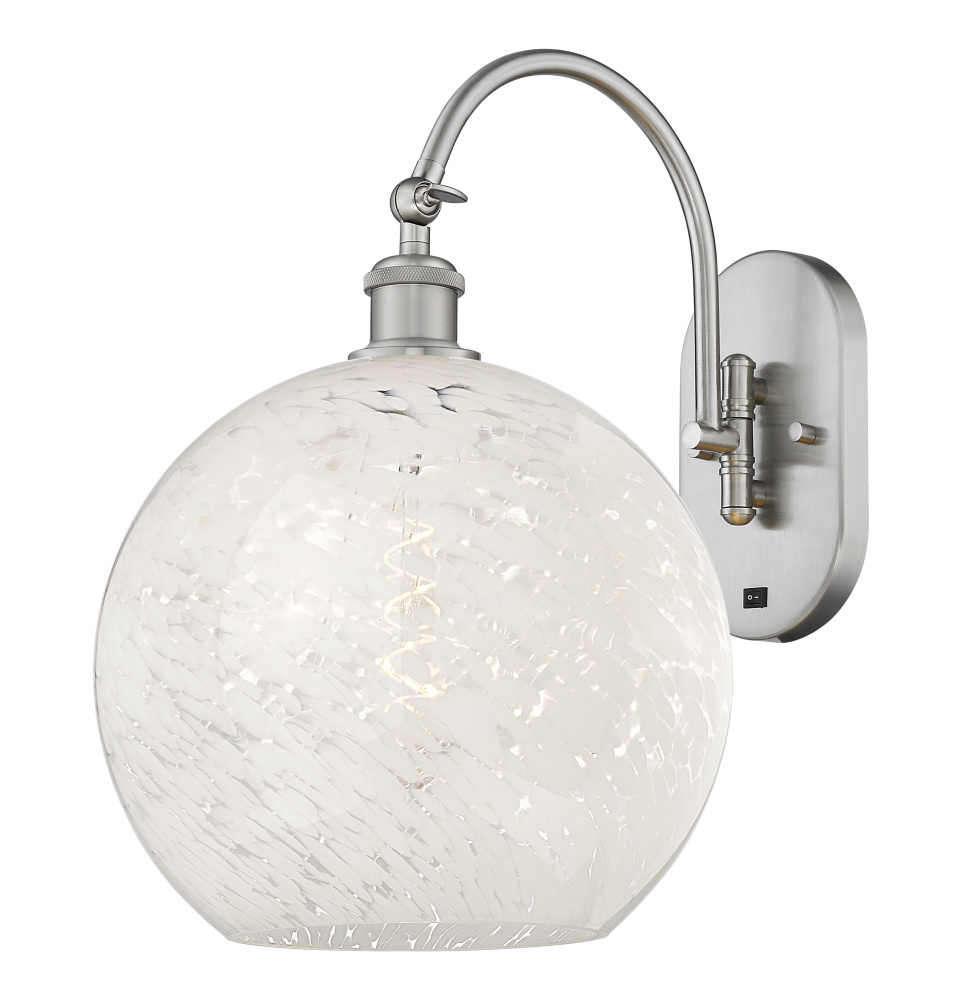 White Mouchette - 1 Light - 12 inch - Brushed Satin Nickel - Sconce