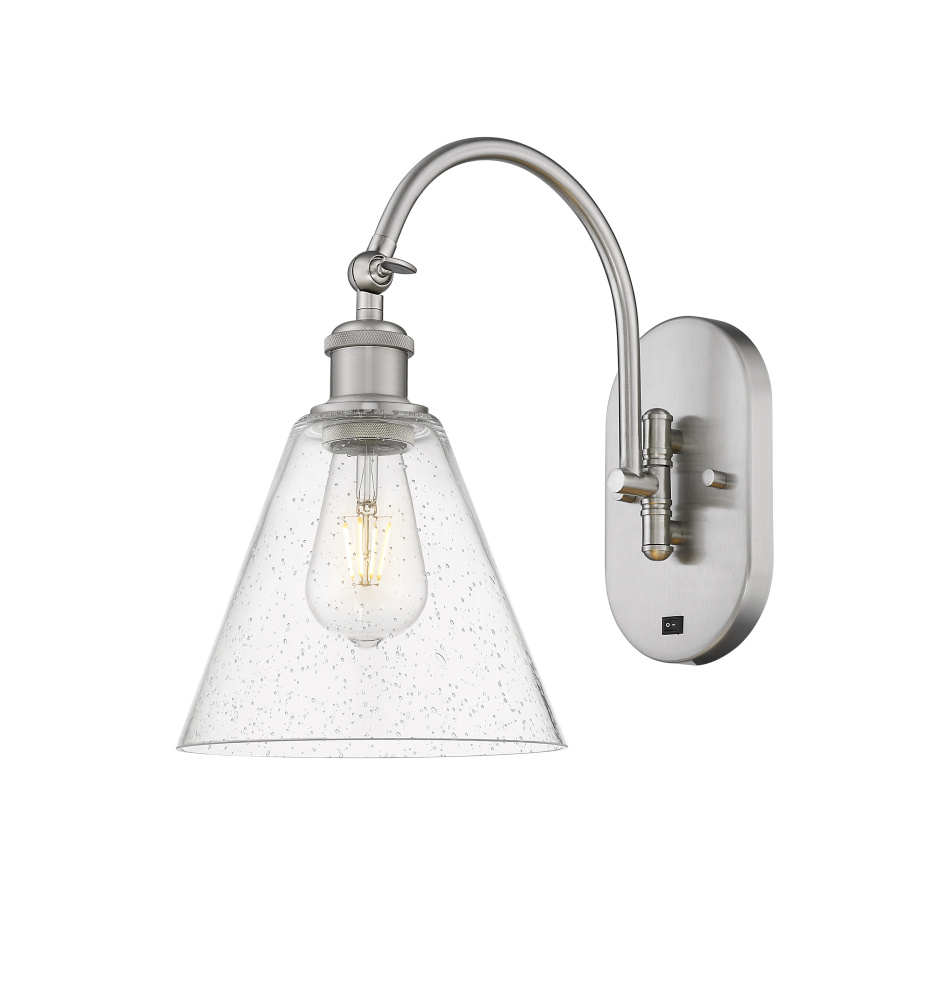 Berkshire Glass - 1 Light - 8 inch - Brushed Satin Nickel - Sconce