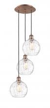 Innovations Lighting 113B-3P-AC-G1215-8 - Athens Water Glass - 3 Light - 15 inch - Antique Copper - Cord hung - Multi Pendant