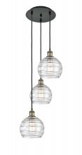 Innovations Lighting 113B-3P-BAB-G1213-8 - Athens Deco Swirl - 3 Light - 15 inch - Black Antique Brass - Cord Hung - Multi Pendant