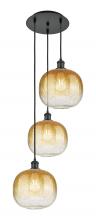 Innovations Lighting 113B-3P-BK-G481-10AM - Brookhaven Sphere - 3 Light - 17 inch - Matte Black - Cord Hung - Multi Pendant