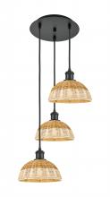 Innovations Lighting 113B-3P-BK-NBD2-9-NAT - Bristol Natural II - 3 Light - 16 inch - Matte Black - Cord Hung - Multi Pendant