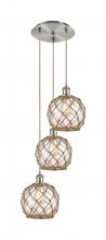 Innovations Lighting 113B-3P-SN-G122-8RB - Farmhouse Rope - 3 Light - 15 inch - Brushed Satin Nickel - Cord Hung - Multi Pendant