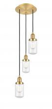 Innovations Lighting 113F-3P-SG-G312 - Dover - 3 Light - 11 inch - Satin Gold - Cord hung - Multi Pendant