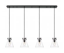 Innovations Lighting 124-410-1PS-BK-G411-8CL - Newton Cone - 4 Light - 52 inch - Matte Black - Linear Pendant