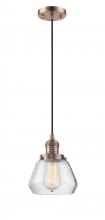 Innovations Lighting 201C-AC-G172 - Fulton - 1 Light - 7 inch - Antique Copper - Cord hung - Mini Pendant