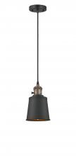 Innovations Lighting 201CSW-BAB-M9-BK - Addison - 1 Light - 5 inch - Black Antique Brass - Cord hung - Mini Pendant