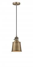 Innovations Lighting 201CSW-BB-M9-BB - Addison - 1 Light - 5 inch - Brushed Brass - Cord hung - Mini Pendant